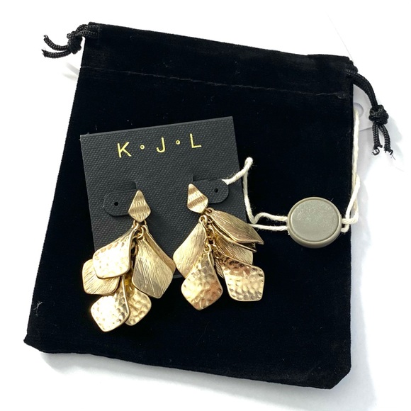 NEW KENNETH JAY LANE Hammered gold-plated earrings - Picture 7 of 9